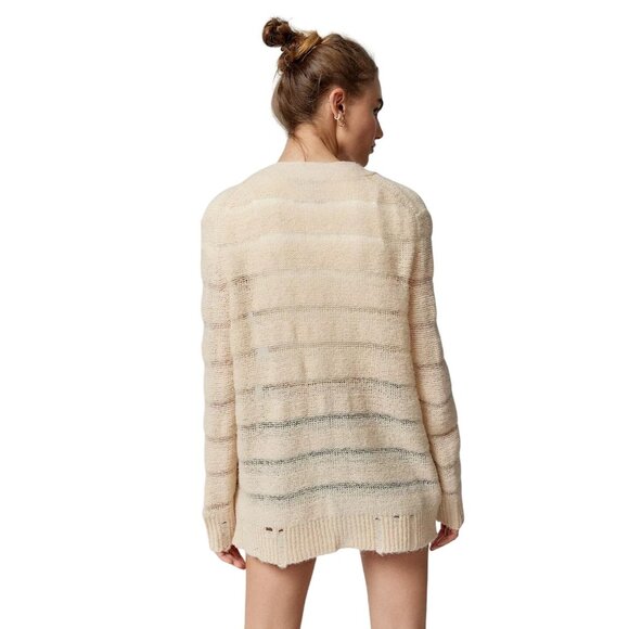 Urban Outfitters Alston Cardigan Size Medium Laddered Knit Stripe Button Up Cozy - Picture 2 of 10